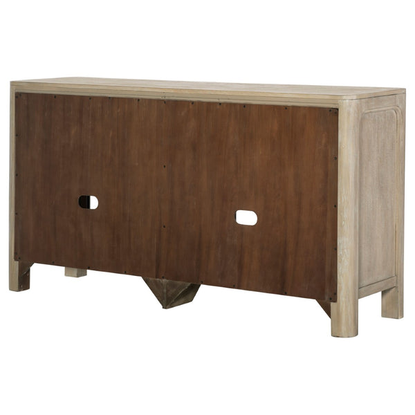 English Elm Flores Mango Veneer Sideboard with Arched Glass Doors for Transitional Dining Rooms B062P521045