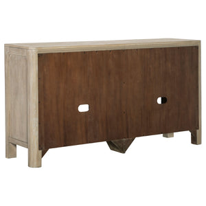 English Elm Flores Mango Veneer Sideboard with Arched Glass Doors for Transitional Dining Rooms B062P521045