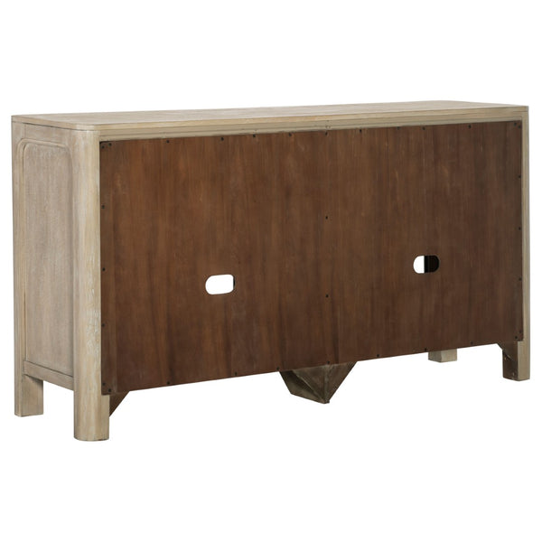 English Elm Flores Mango Veneer Sideboard with Arched Glass Doors for Transitional Dining Rooms B062P521045