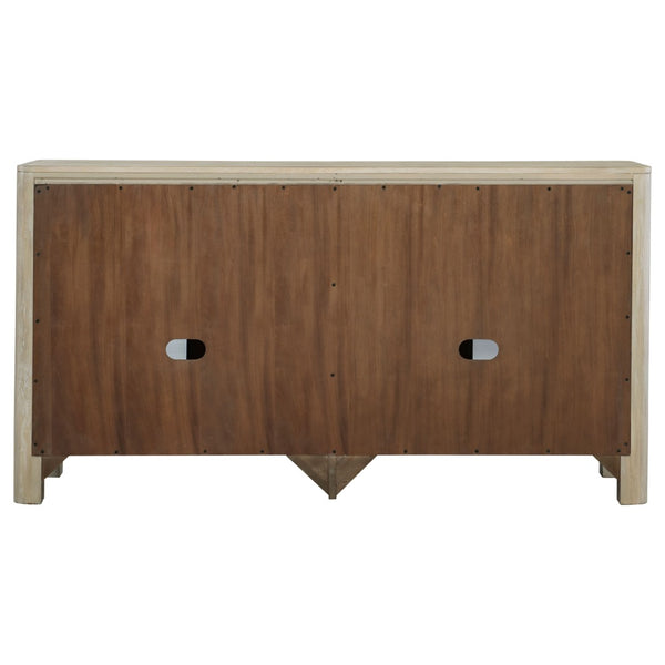 English Elm Flores Mango Veneer Sideboard with Arched Glass Doors for Transitional Dining Rooms B062P521045
