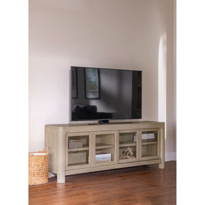 English Elm Flores Mango Wood Media Console with Sliding Glass Doors for Farmhouse Living Rooms B062P521046