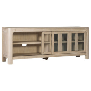 English Elm Flores Mango Wood Media Console with Sliding Glass Doors for Farmhouse Living Rooms B062P521046