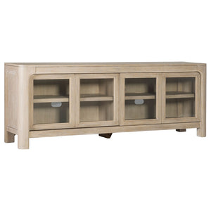 English Elm Flores Mango Wood Media Console with Sliding Glass Doors for Farmhouse Living Rooms B062P521046