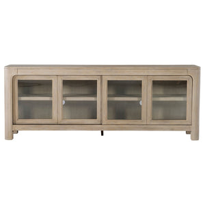 English Elm Flores Mango Wood Media Console with Sliding Glass Doors for Farmhouse Living Rooms B062P521046