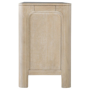 English Elm Flores Mango Wood Media Console with Sliding Glass Doors for Farmhouse Living Rooms B062P521046
