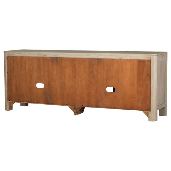 English Elm Flores Mango Wood Media Console with Sliding Glass Doors for Farmhouse Living Rooms B062P521046
