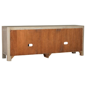 English Elm Flores Mango Wood Media Console with Sliding Glass Doors for Farmhouse Living Rooms B062P521046
