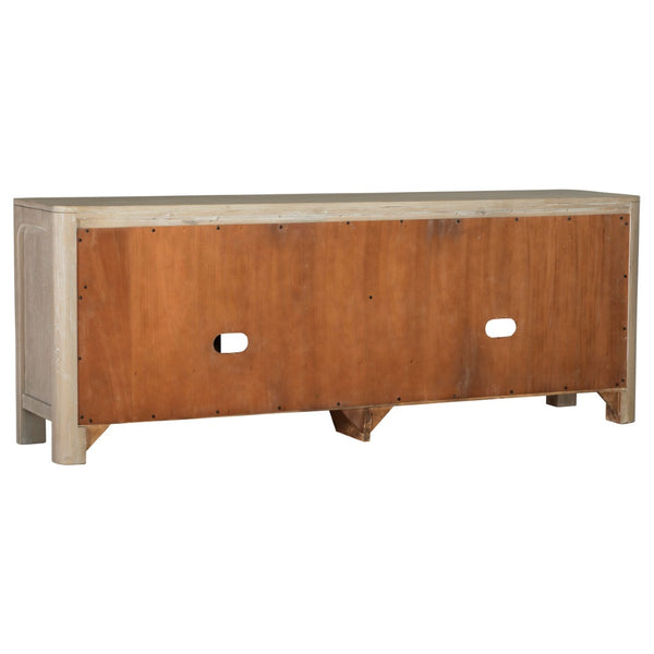 English Elm Flores Mango Wood Media Console with Sliding Glass Doors for Farmhouse Living Rooms B062P521046