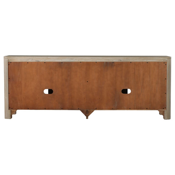 English Elm Flores Mango Wood Media Console with Sliding Glass Doors for Farmhouse Living Rooms B062P521046