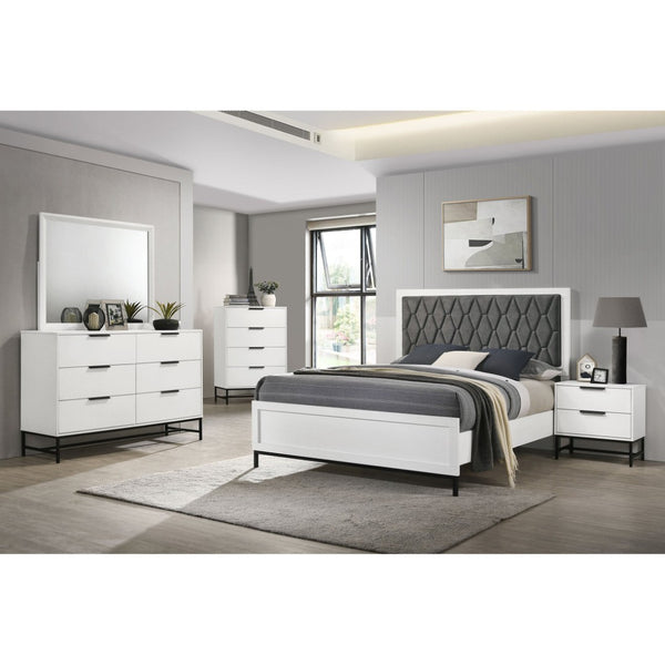 English Elm Taraval Four Drawer Chest White Laminate Finish with Black Hardware Modern Bedroom Storage B062P521056