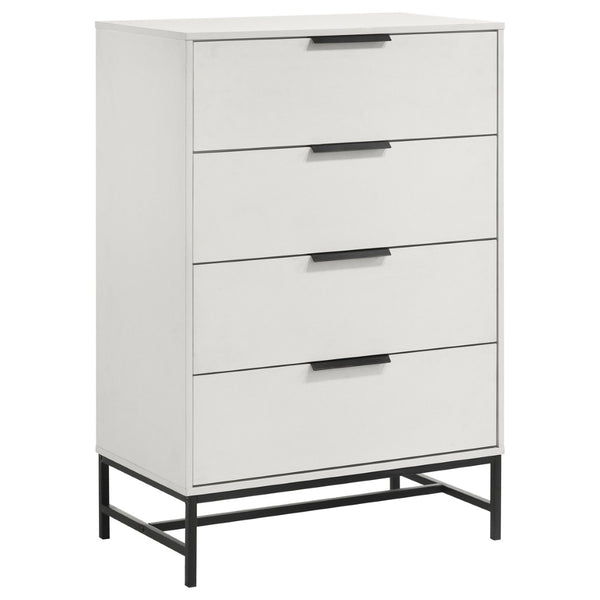 English Elm Taraval Four Drawer Chest White Laminate Finish with Black Hardware Modern Bedroom Storage B062P521056
