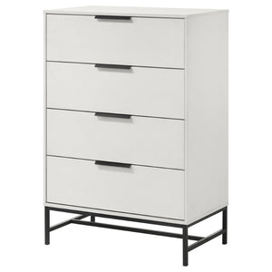 English Elm Taraval Four Drawer Chest White Laminate Finish with Black Hardware Modern Bedroom Storage B062P521056