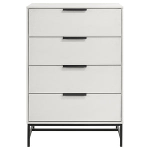 English Elm Taraval Four Drawer Chest White Laminate Finish with Black Hardware Modern Bedroom Storage B062P521056