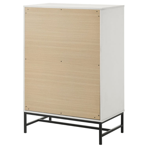 English Elm Taraval Four Drawer Chest White Laminate Finish with Black Hardware Modern Bedroom Storage B062P521056