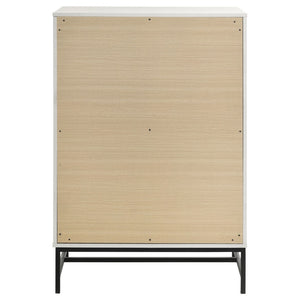 English Elm Taraval Four Drawer Chest White Laminate Finish with Black Hardware Modern Bedroom Storage B062P521056