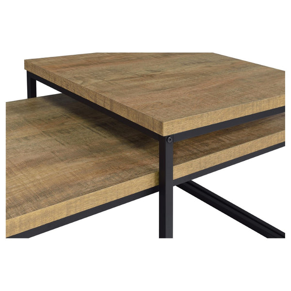 English Elm Rosey 3 Piece Nesting Coffee and End Table Set with Industrial Mango Wood Finish B062P521080