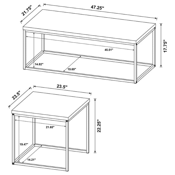 English Elm Rosey 3 Piece Nesting Coffee and End Table Set with Industrial Mango Wood Finish B062P521080