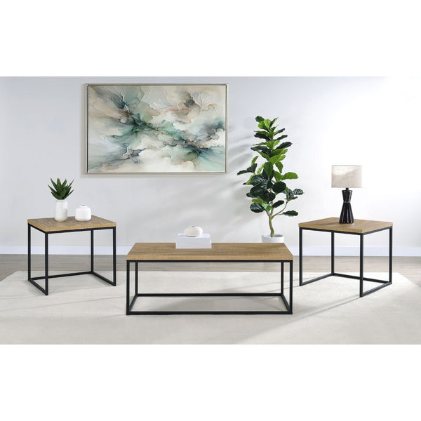 English Elm Rosey 3 Piece Nesting Coffee and End Table Set with Industrial Mango Wood Finish B062P521080