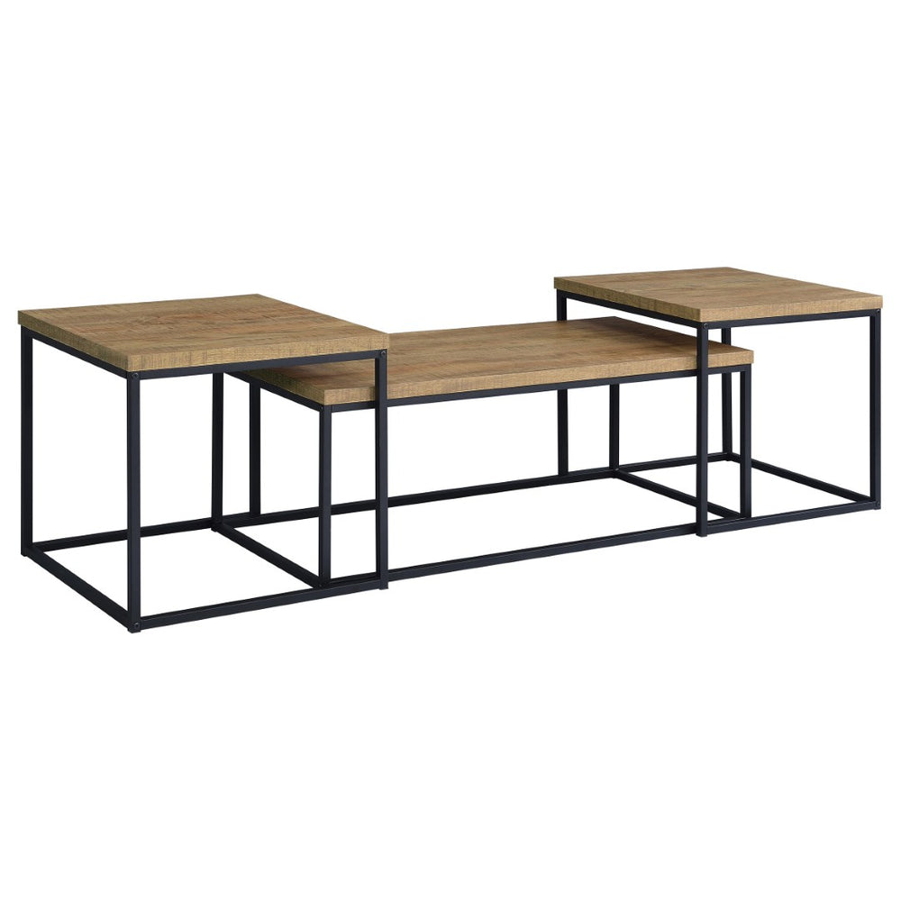 English Elm Rosey 3 Piece Nesting Coffee and End Table Set with Industrial Mango Wood Finish B062P521080