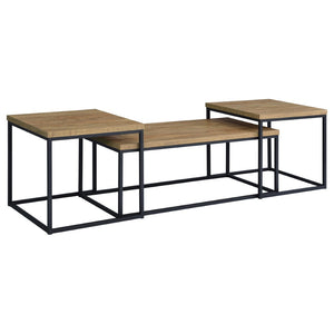 English Elm Rosey 3 Piece Nesting Coffee and End Table Set with Industrial Mango Wood Finish B062P521080