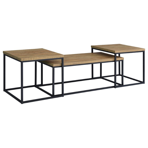 English Elm Rosey 3 Piece Nesting Coffee and End Table Set with Industrial Mango Wood Finish B062P521080