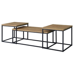 English Elm Rosey 3 Piece Nesting Coffee and End Table Set with Industrial Mango Wood Finish B062P521080
