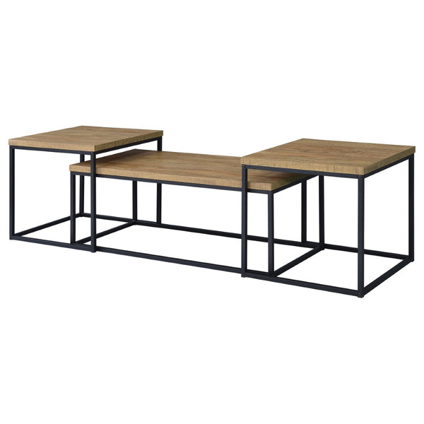 English Elm Rosey 3 Piece Nesting Coffee and End Table Set with Industrial Mango Wood Finish B062P521080