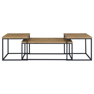 English Elm Rosey 3 Piece Nesting Coffee and End Table Set with Industrial Mango Wood Finish B062P521080