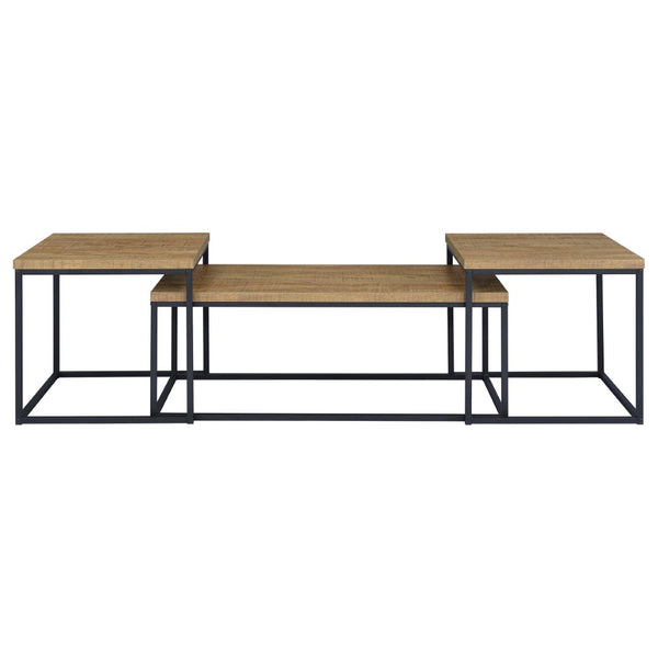 English Elm Rosey 3 Piece Nesting Coffee and End Table Set with Industrial Mango Wood Finish B062P521080