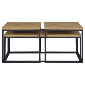 English Elm Rosey 3 Piece Nesting Coffee and End Table Set with Industrial Mango Wood Finish B062P521080