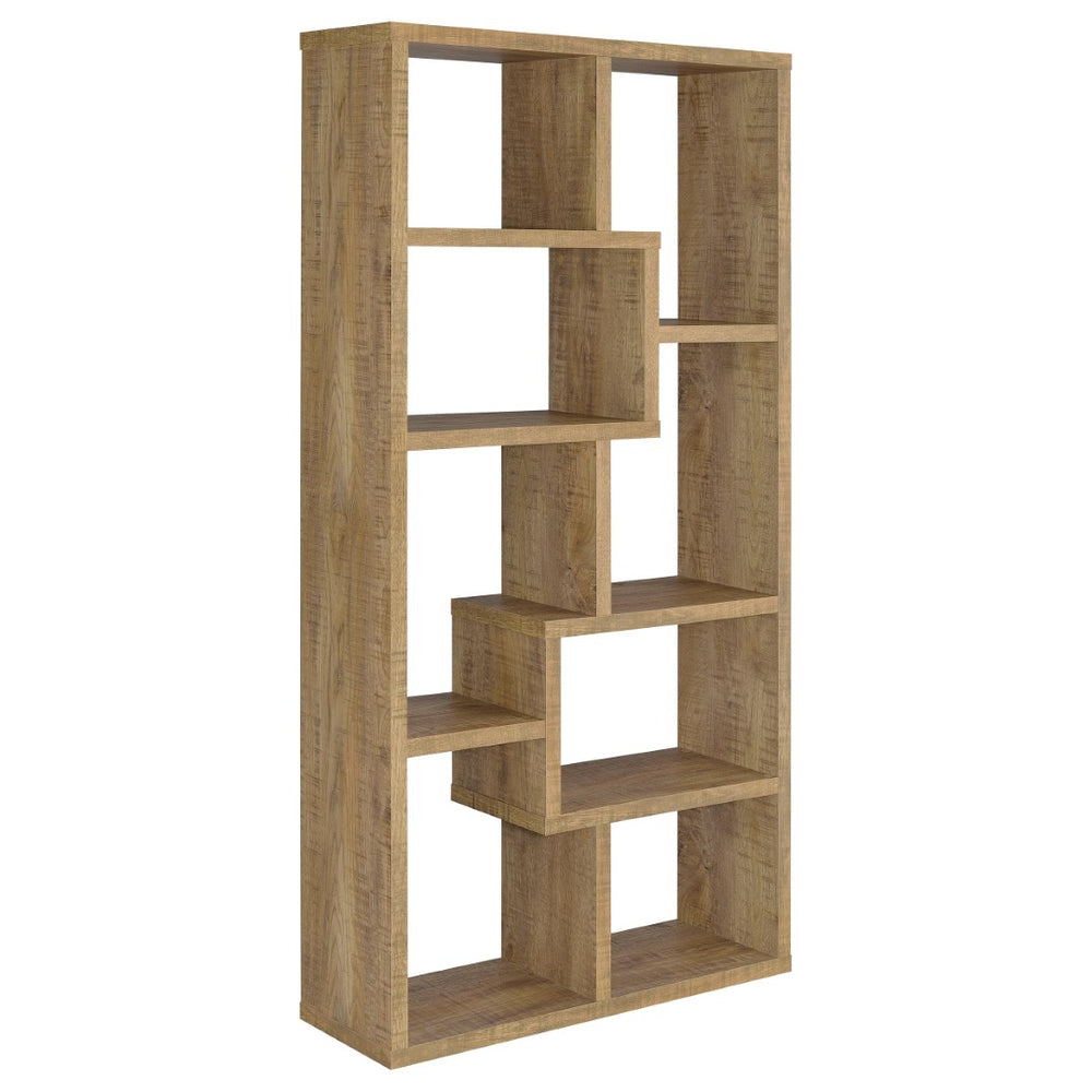 English Elm Currey Asymmetric Six Shelf Bookcase Sculptural Open Cubby Display for Modern Homes B062P521101
