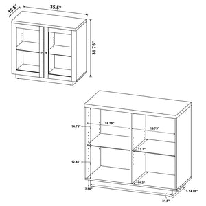 English Elm Metro Glass Door Display Cabinet Light Oak Finish with Adjustable Shelves for Living Rooms B062P521102