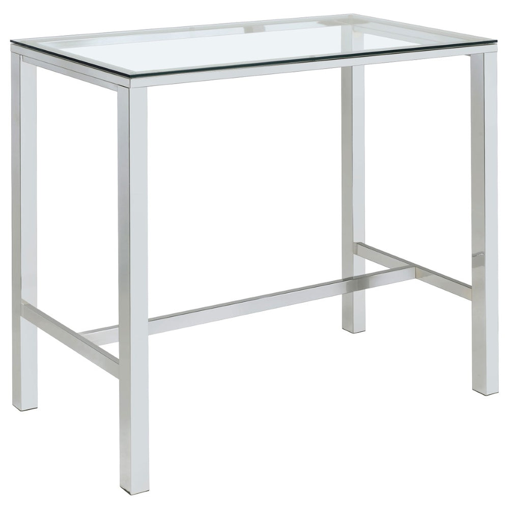 English Elm Tommy Glass Top Pub Table with Chrome Frame for Modern Bar or Loft Dining B062P521107