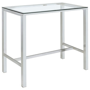 English Elm Tommy Glass Top Pub Table with Chrome Frame for Modern Bar or Loft Dining B062P521107