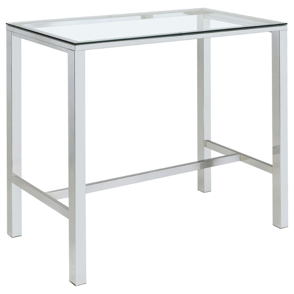 English Elm Tommy Glass Top Pub Table with Chrome Frame for Modern Bar or Loft Dining B062P521107