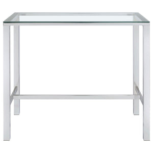 English Elm Tommy Glass Top Pub Table with Chrome Frame for Modern Bar or Loft Dining B062P521107