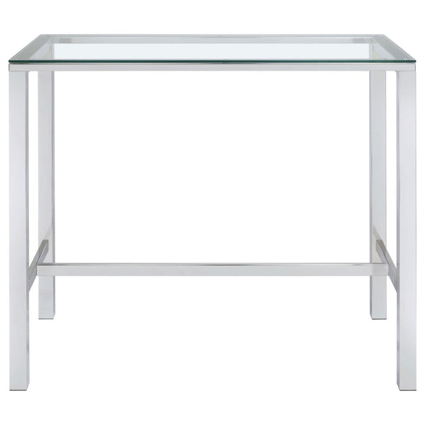 English Elm Tommy Glass Top Pub Table with Chrome Frame for Modern Bar or Loft Dining B062P521107