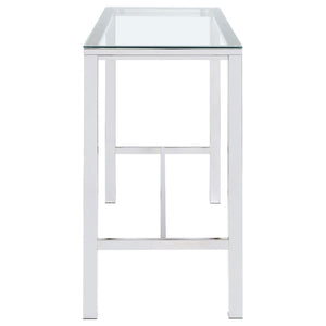 English Elm Tommy Glass Top Pub Table with Chrome Frame for Modern Bar or Loft Dining B062P521107