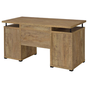 English Elm Swan 55 Inch Home Office Desk with Drawers Raised Shelf and Warm Mango Finish B062P521110