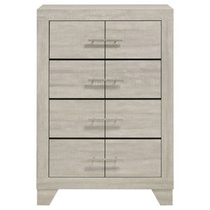English Elm Strout Farmhouse Four Drawer Chest with Rough Sawn Veneer and Polished Nickel Pulls B062P521115
