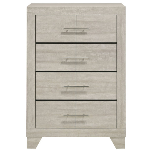 English Elm Strout Farmhouse Four Drawer Chest with Rough Sawn Veneer and Polished Nickel Pulls B062P521115