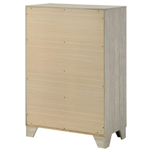 English Elm Strout Farmhouse Four Drawer Chest with Rough Sawn Veneer and Polished Nickel Pulls B062P521115
