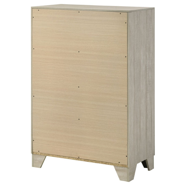 English Elm Strout Farmhouse Four Drawer Chest with Rough Sawn Veneer and Polished Nickel Pulls B062P521115