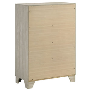 English Elm Strout Farmhouse Four Drawer Chest with Rough Sawn Veneer and Polished Nickel Pulls B062P521115