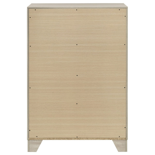 English Elm Strout Farmhouse Four Drawer Chest with Rough Sawn Veneer and Polished Nickel Pulls B062P521115