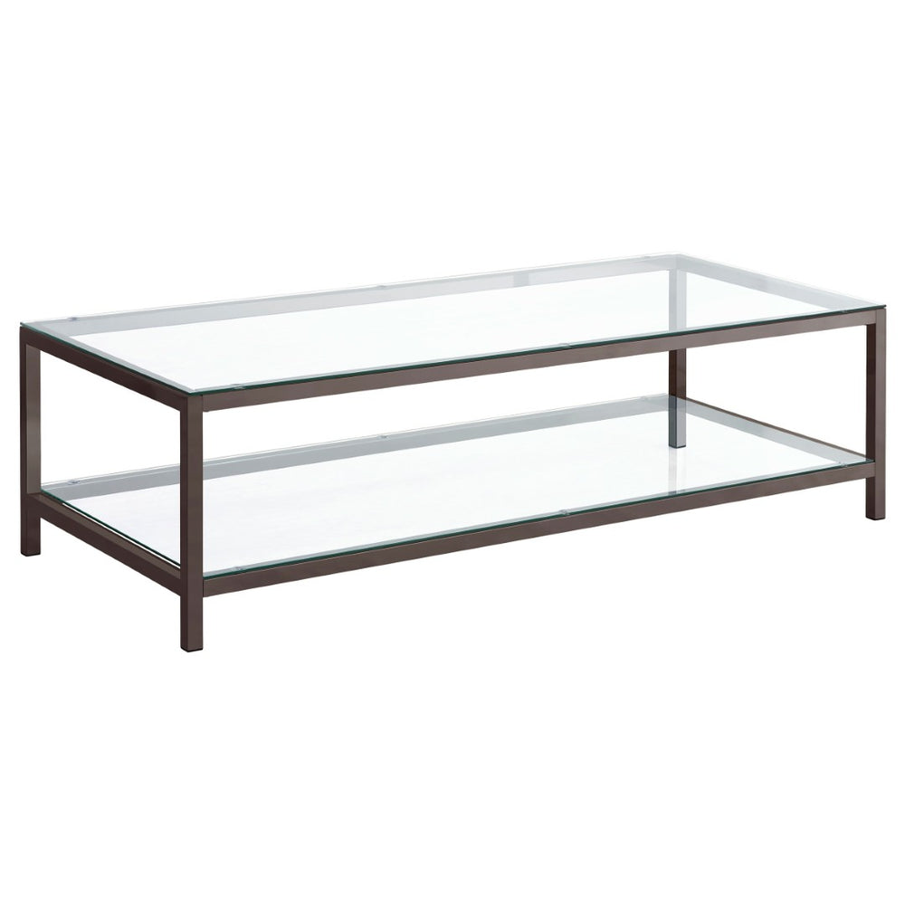 English Elm Natasha Geometric Steel and Tempered Glass Coffee Table for Modern Living Rooms B062P521116
