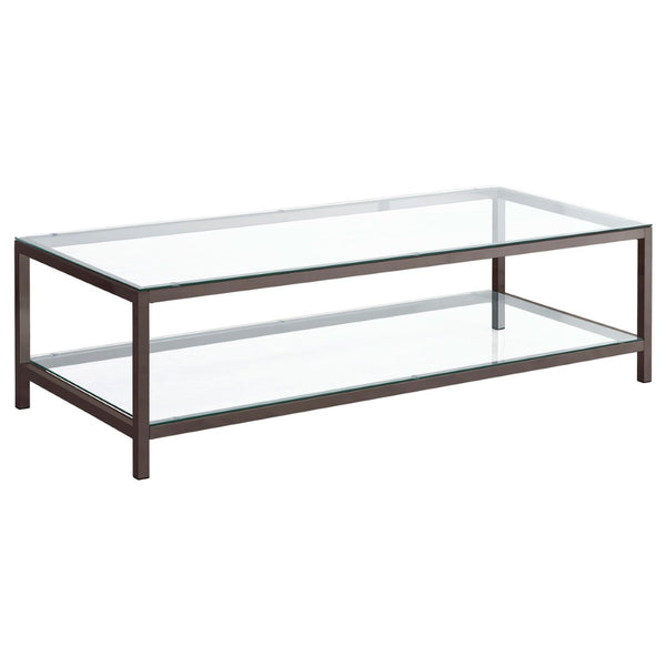 English Elm Natasha Geometric Steel and Tempered Glass Coffee Table for Modern Living Rooms B062P521116