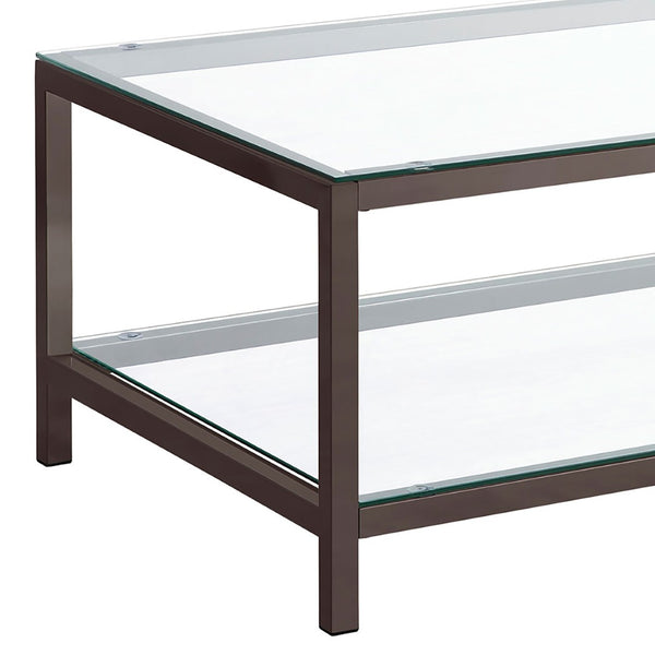 English Elm Natasha Geometric Steel and Tempered Glass Coffee Table for Modern Living Rooms B062P521116