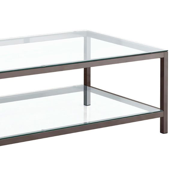 English Elm Natasha Geometric Steel and Tempered Glass Coffee Table for Modern Living Rooms B062P521116