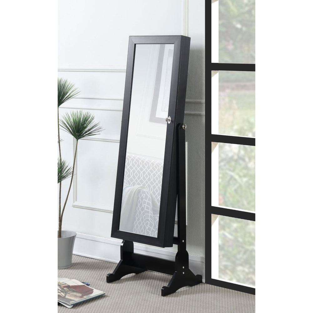 English Elm Casey Full Length Cheval Mirror with Hidden Jewelry Armoire Black Lacquer Finish B062P521119